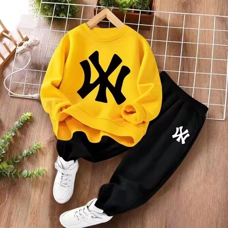 Autumn Baby Girl Boy Clothes Set Children Sports Letter Printing Sweatshirt Top and Pants Buttom Two Piece Suit Tracksuit