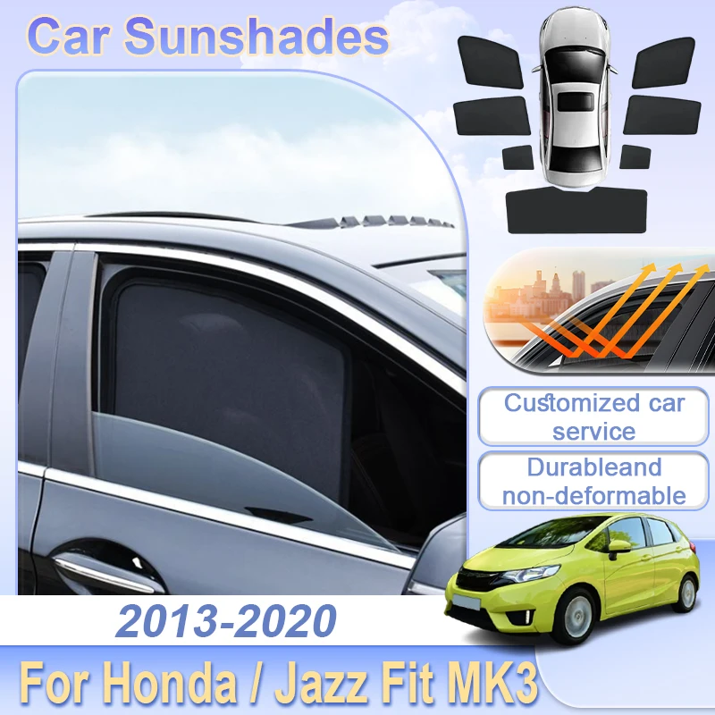 

Visor For Honda Jazz Fit MK3 2013~2020 2014 2017 2019 Window Car Mesh Magnetic Sunshades Privacy Curtains Shade Auto Accessories