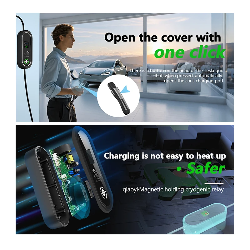 7KW Portable Tesla EV Charger for Electric Cars 32A Adjustable Vehicle Charging Socket New Model Tesla Charging Station