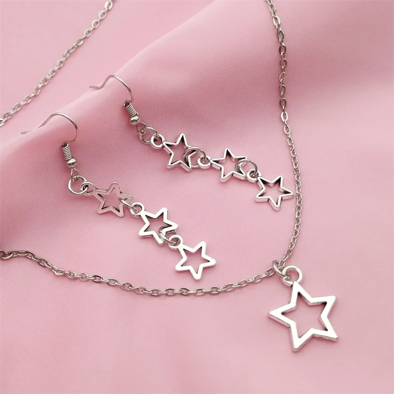 New Star Earrings Star Goddess Necklace Stars Children Gifts Witchcraft Gifts Modern Witch Necklace Stars Charm Earrings