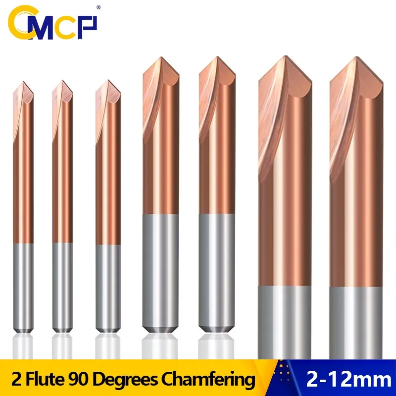 

CMCP 90 Degrees Chamfering Cutter 2-12mm 2 Flute Carbide End Mill Milling Cutter for CNC Machine Deburring Router Bit