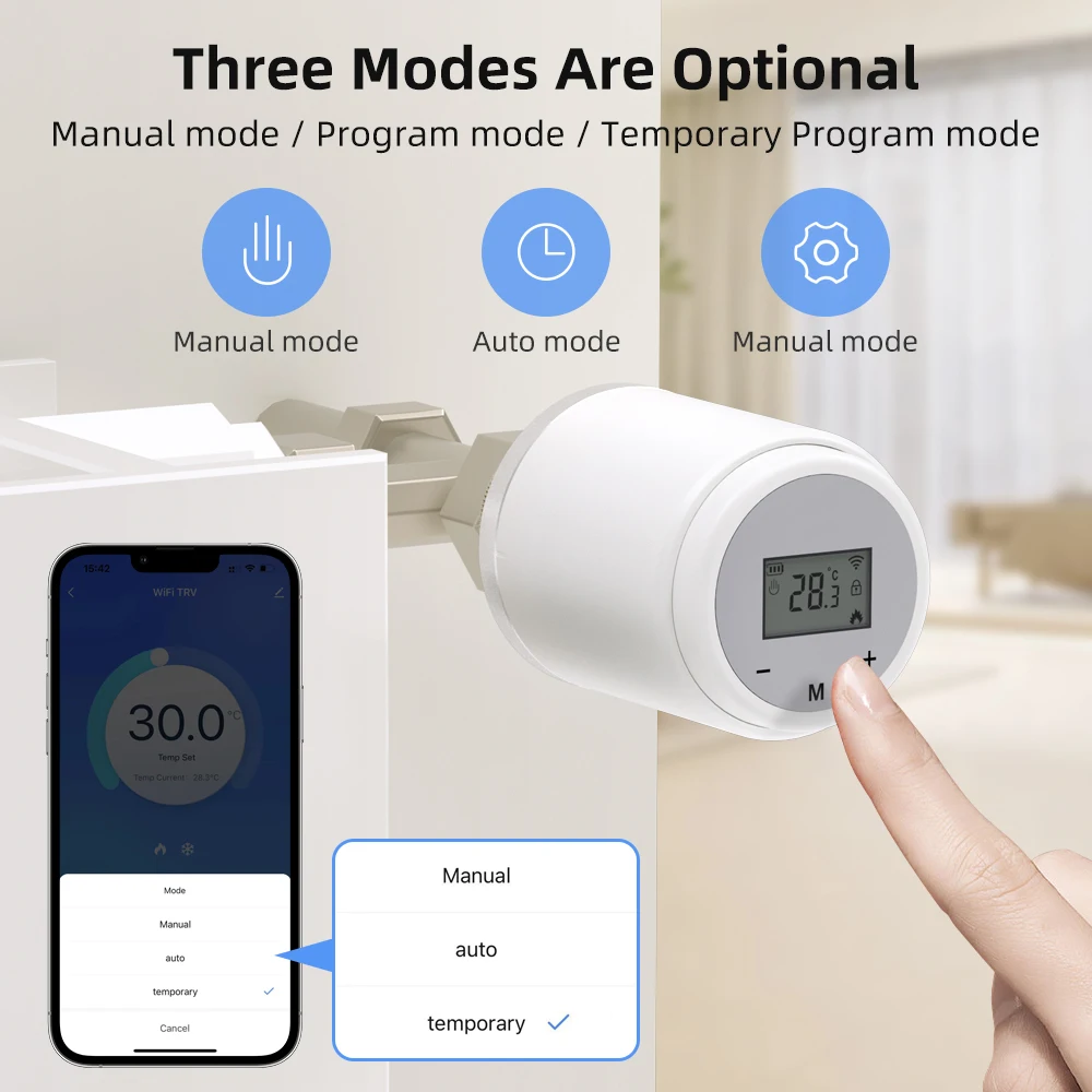 AVATTO Tuya WiFi Smart Thermostat，TRV Thermostatic Radiator Valve Actuator Temperature Controller Works Alexa,Google Home,Alice