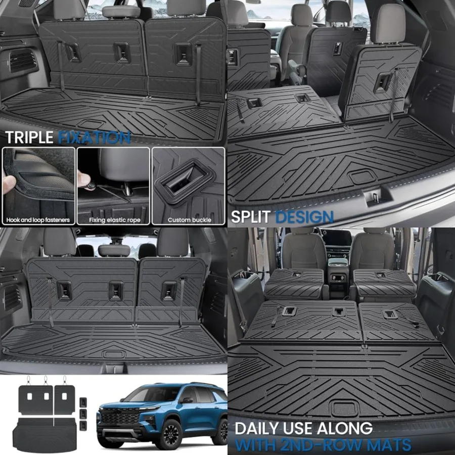 

Cargo Mat Backrest Mats for 2024-2026 Chevy Traverse & 2024-2026 GMC Acadia & 2025 2026 Buick Enclave, Fit Both 7 & 8 Seats, All Weather TPE Cargo Liner Trunk Mat Car Accessories