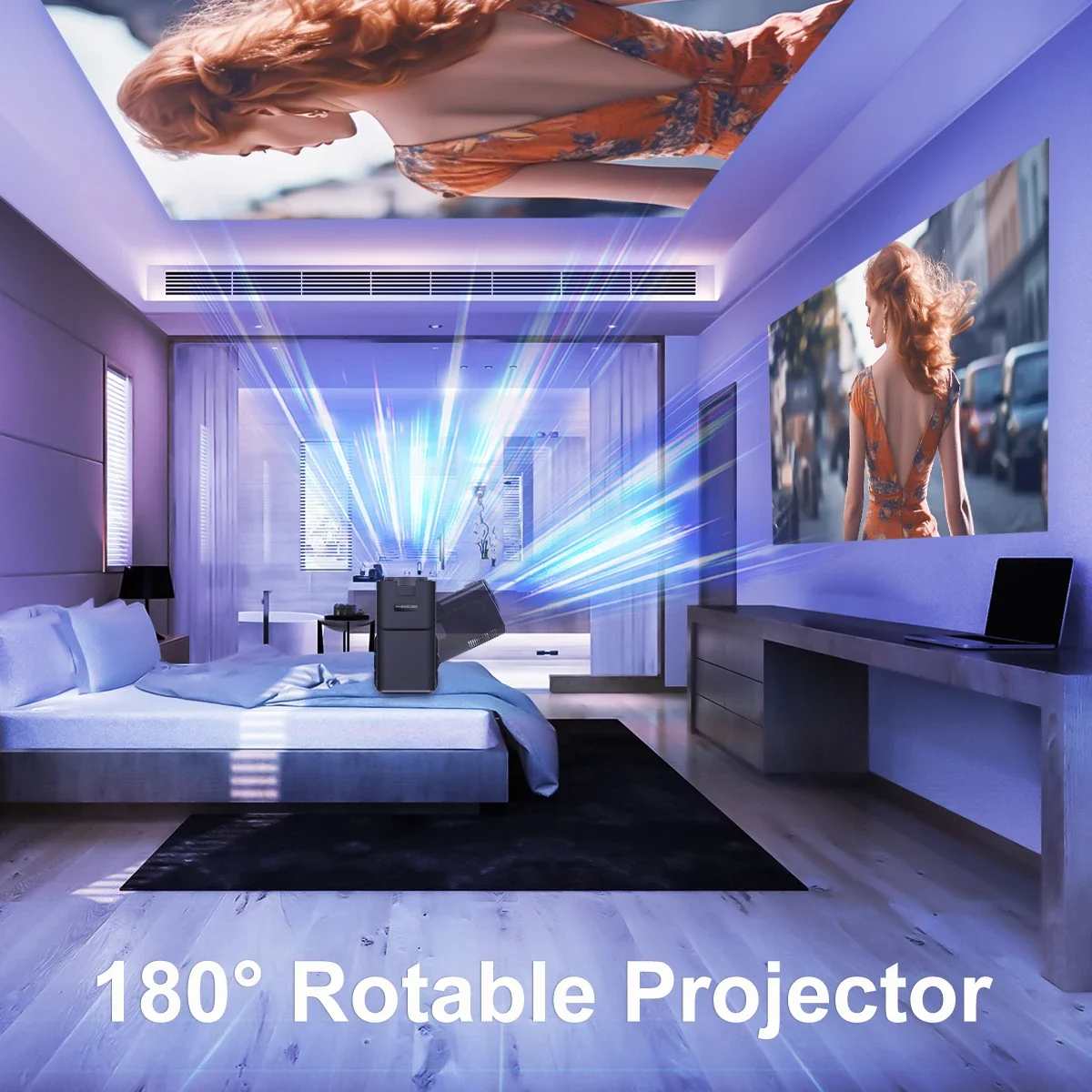 HY320 4K Android 11 Projector Native 1080P 400ANSI Dual WiFi6 BT5.0 Home Cinema Outdoor Portable Projetor LYNCAST Upgrade HY300