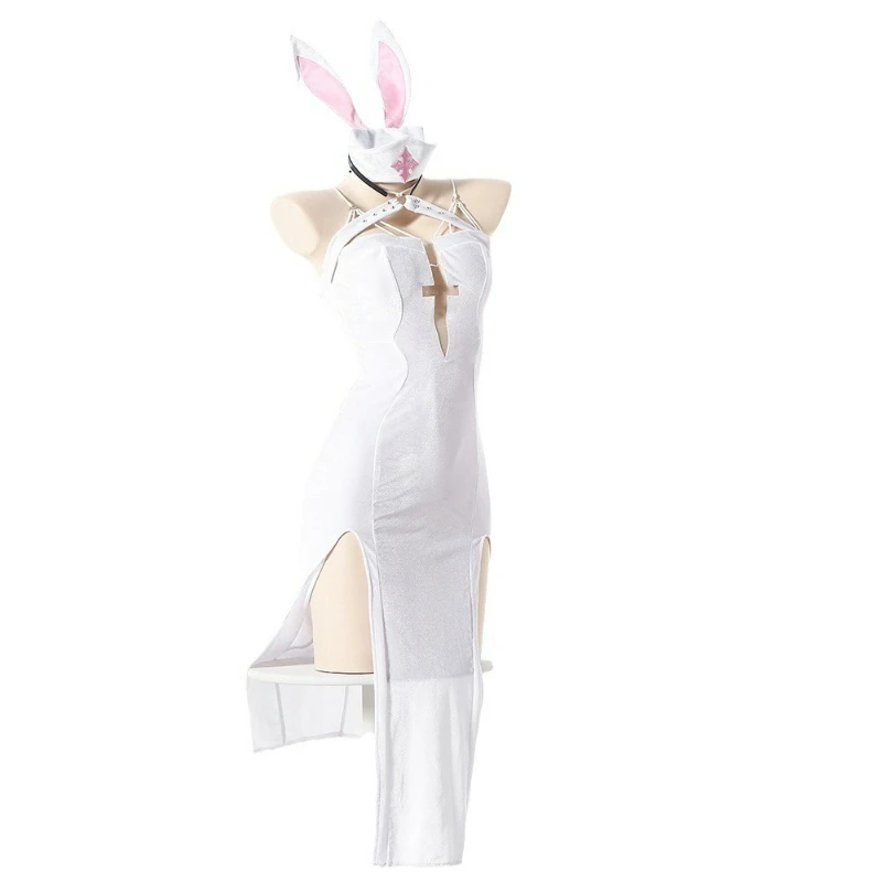 

Сексуальный костюм кролика для девочек на Хэллоуин, прозрачный нагрудный ремень на спине, дизайнерский наряд для ночного клуба, якорь, длинное платье, комплект сексуального платья