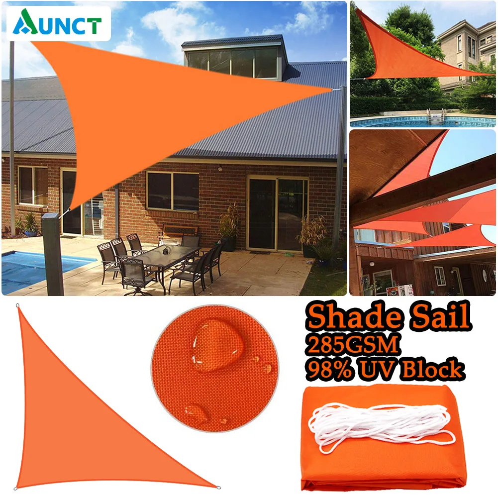 300D Sun Shade Sail Orange Home Outdoor Garden Waterproof Canopy Patio Plant Cover UV Block Awning Decoration Sunshade triangle