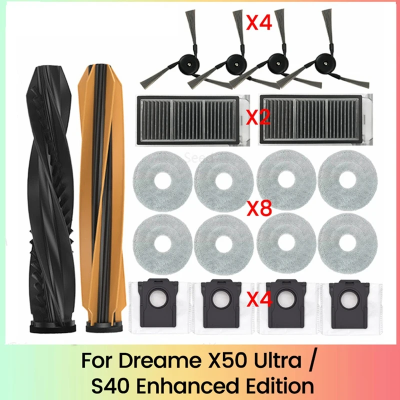 

20PCS Main Side Brush Hepa Filter Mop Dust Bag For Dreame X50 Ultra / S40 Enhanced Edition Robot Vacuum Cleaner Parts