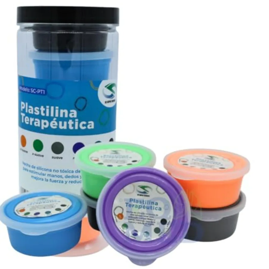 Conjunto de massa terapêutica para exercícios de mãos, 6 níveis de resistência, silicone não tóxico para terapia de mãos, alívio do estresse