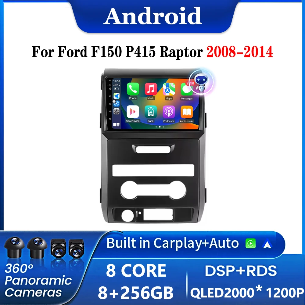 

9-дюймовый сенсорный экран DSP стерео Android 15 для Ford F150 P415 Raptor 2008-2014 Автомобильный видеомультимедийный плеер Bluetooth 4G WiFi QLED
