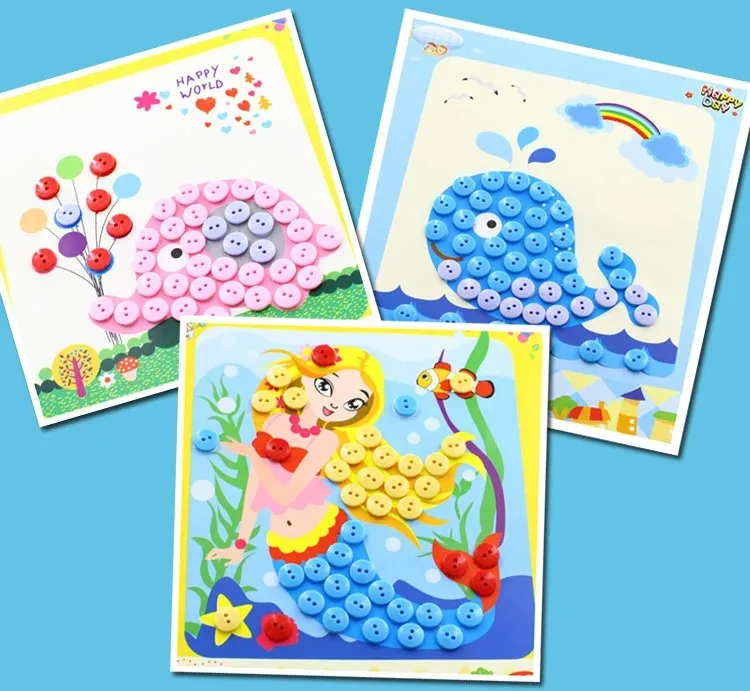 5 pezzi/set adesivi per bottoni fai da te per bambini giocattoli bottoni fatti a mano pittura disegno kit artigianali giocattolo educativo precoce per bambini
