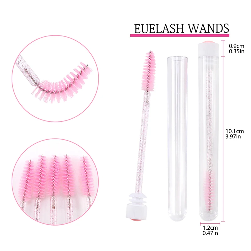 20/100PCS Reusable Dust-Proof Eyebrow Brush Tubes Eyelash Brushes and Case Tube Makeup Mascara Brushes for Lashes Professional