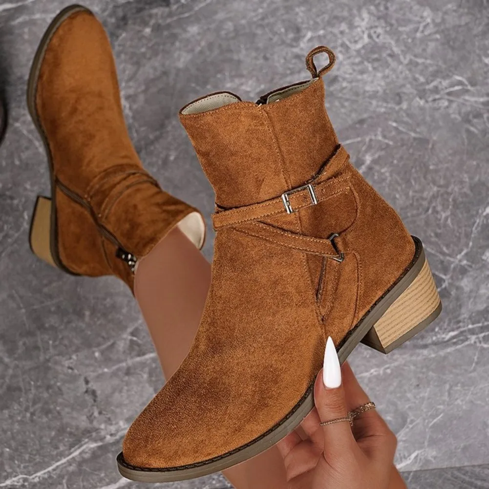 

New Women Round Toe Boots Comfortable Lightweight Fashion Shallow Boots Spring and Autumn Casual Boots Outdoor Shoes for Women