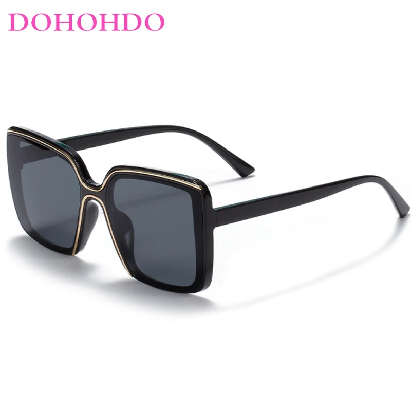 DOHOHDO Large Frame Square Sunglasses Men 2024 Trendy Korean Face Mask Sun Glasses Women Vintage Oversize Eyewear Shades UV400