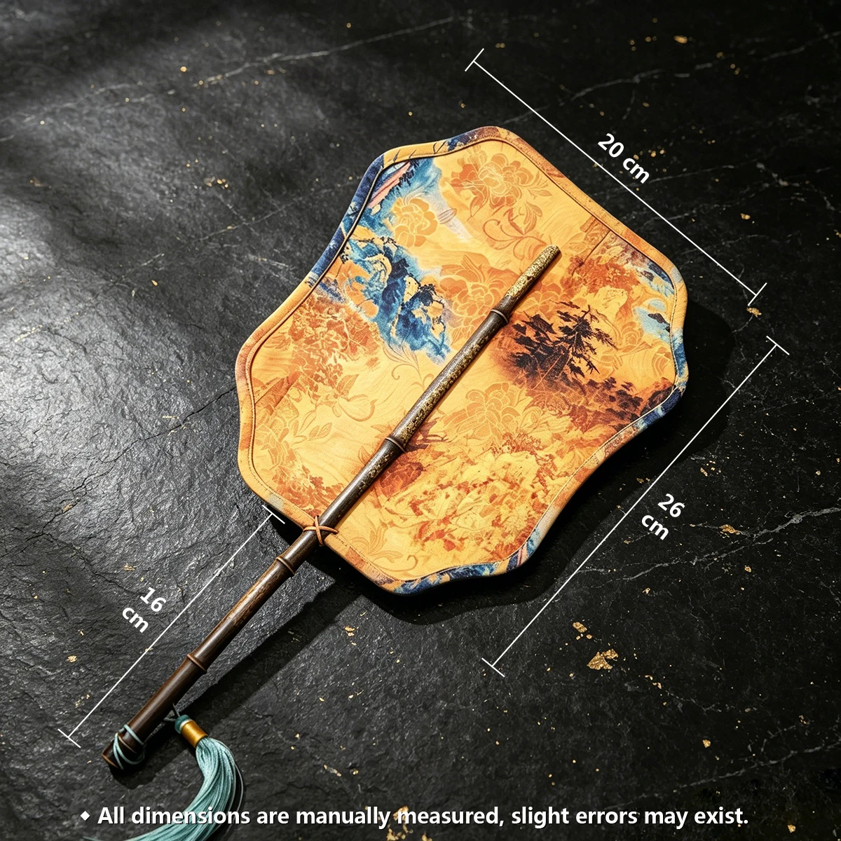 Ancient Style Hand Woven Fan, Purple Bamboo Frame Embroidered Satin Round Fan, Thick Rice Paper Palm Fan for Decoration