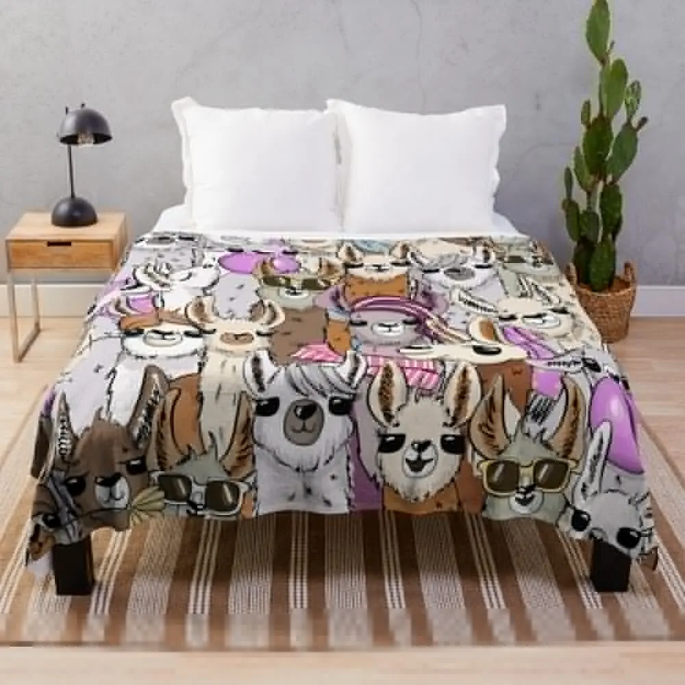 Llama Llama Party Selfie Throw Blanket Soft Beds Softest Sofas Blankets For Sofas Blankets