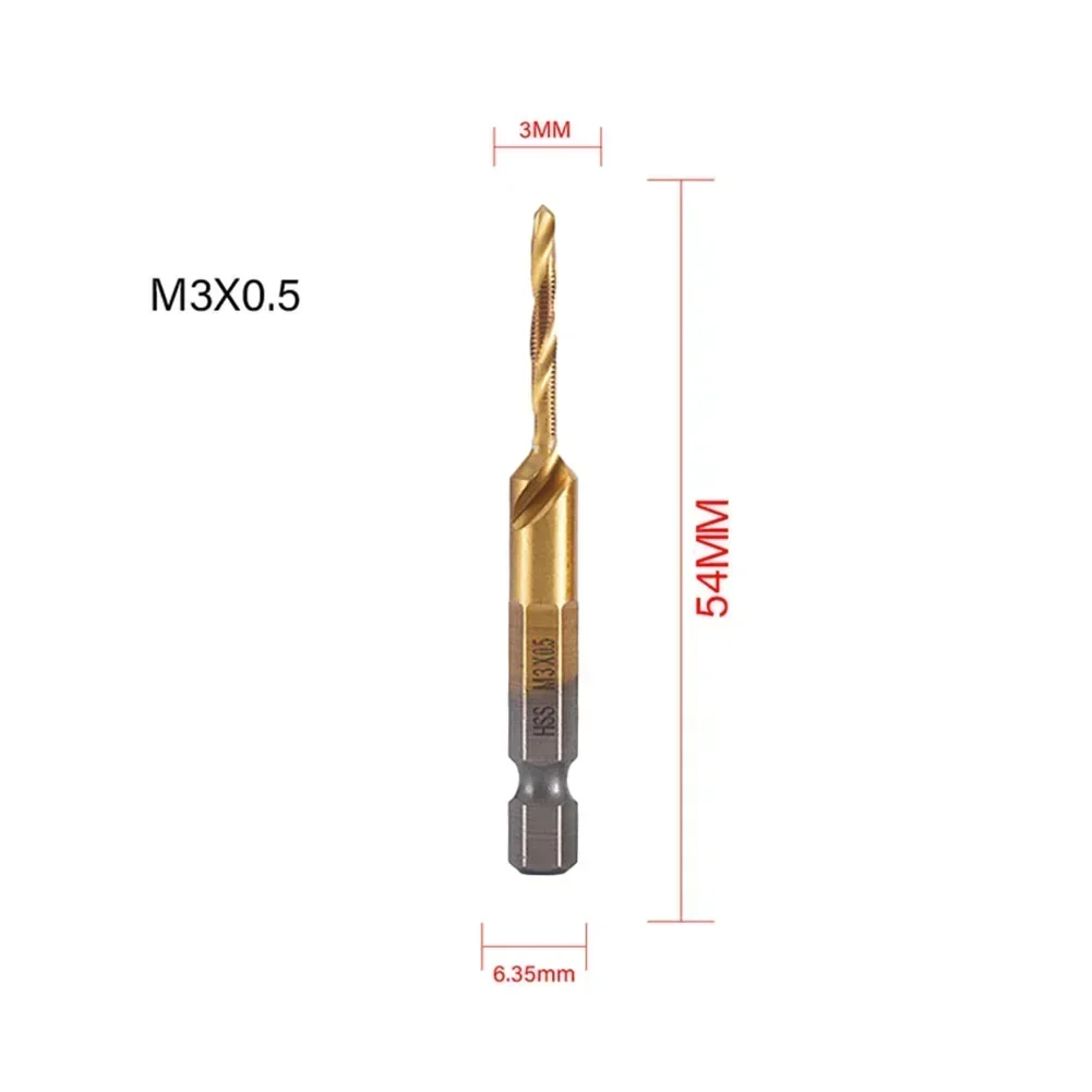 Plastic Tin Alloy Wood Workpiece Magnesium Alloy Aluminum Hex Shank Metric Tap HSS 4341 Hole Tapping Chamfering In