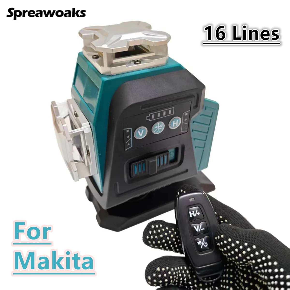 

16 Lines Laser Level Remote Control 4D 360° Self-leveling Horizontal Vertical Tool With Pulse Mode For Makita 18V Battery