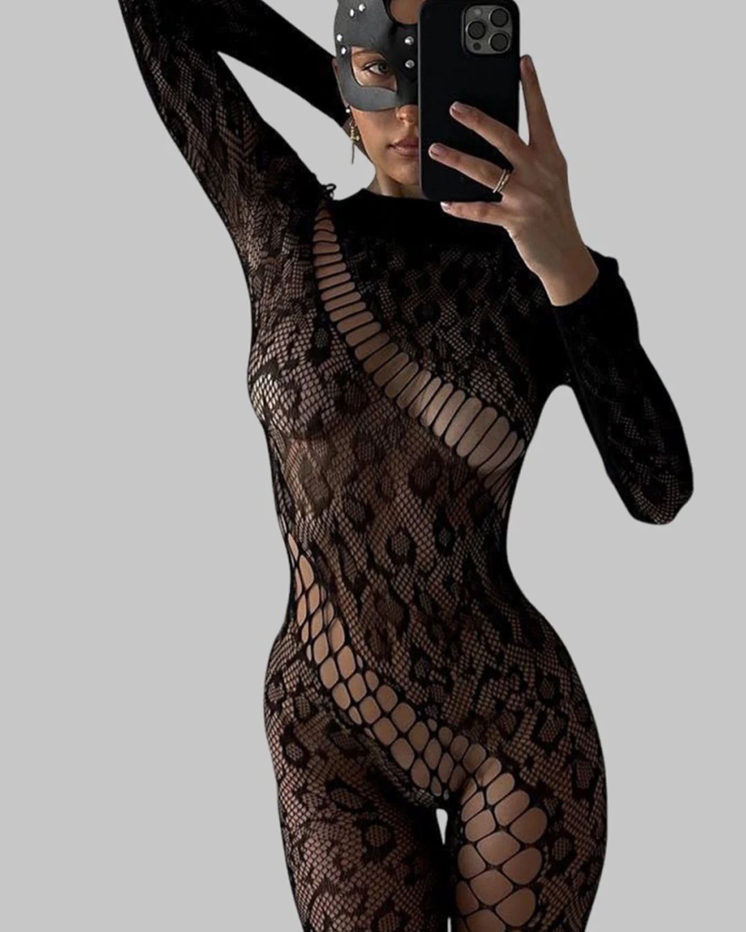 Ellolace Seductive Sexy Lingeries Femme Ulltra Hot Sexy Splicing Jumpsuit Doll Backless Hollow Leopard Sheer Party Costume