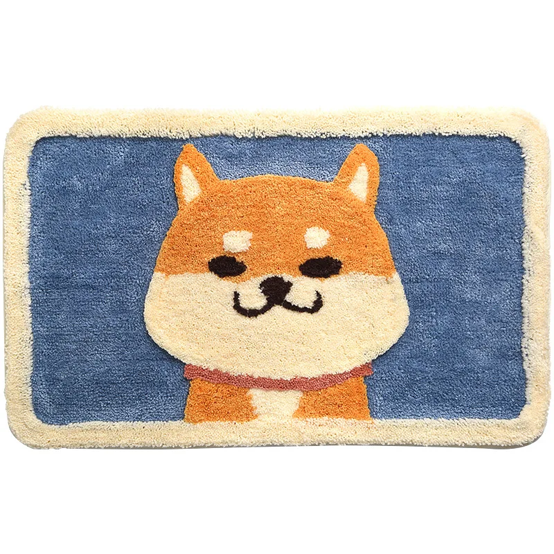 Cartoon Flocked Bath Mat Cute Animal Super Fiber Thickened Plush Bathroom Carpet Water-absorbent Anti-slip Bath Rug