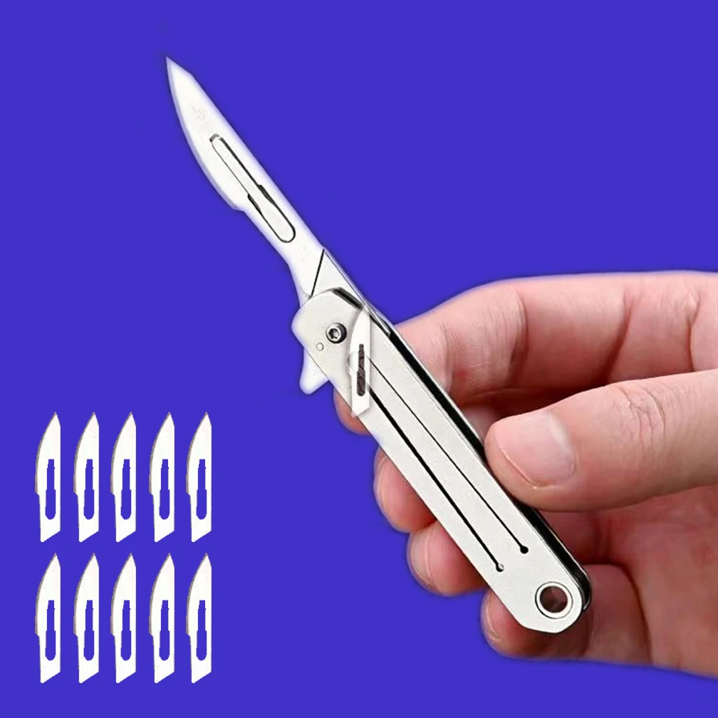 Stainless Steel Surgical Knife Medical EDC Camping Replaceable Blade, Portable Surgical Knife Comes with 10pcs Blades Wholesale