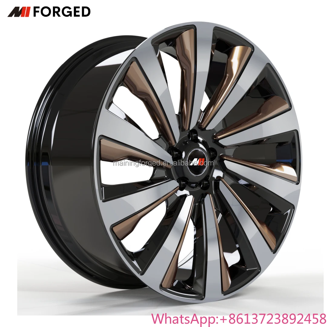 

MN Forged Premium 20-24 Inch for Land Rover for Range Rover Wheels Black Forged Black Rims Gold Accents Lightweight SUV 35mm New