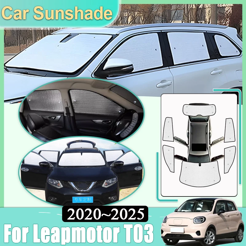 

Full Coverage Sunshades For Leapmotor T03 Accessories 2020~2023 2024 2025Full Surround Windshield Windows Shaby Visor Interior