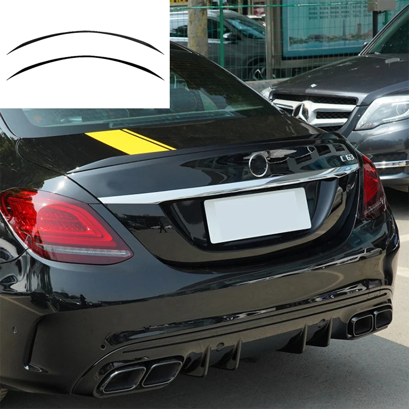 For Mercedes Benz C Class W205 C180 C200 C260 C43 C63 AMG 2015 ~ 2021 Car Parts Tail Wing Rear Trunk Lip Spoiler Trim Stickers