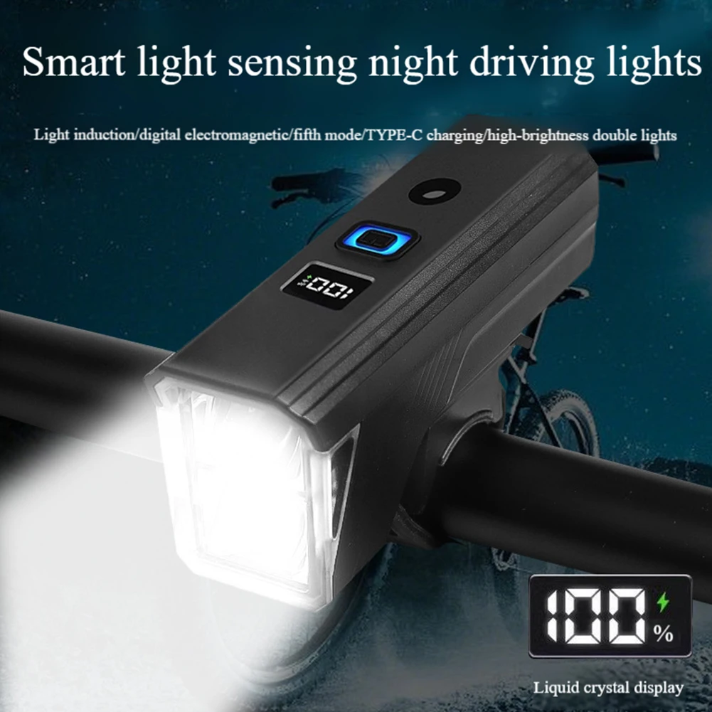 Bike Headlight Bicycle Front Light Flashlight Handlebar Headlight Power Bank Flashlight Type-c Charging MTB Cycling Highlight