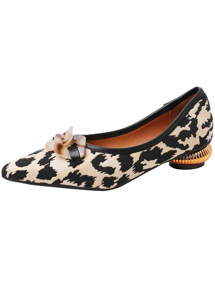Women\'s Shoes Pumps Spring 2022 New Pointed Toe Leopard Print Mid-heel Shoes Women Heels
