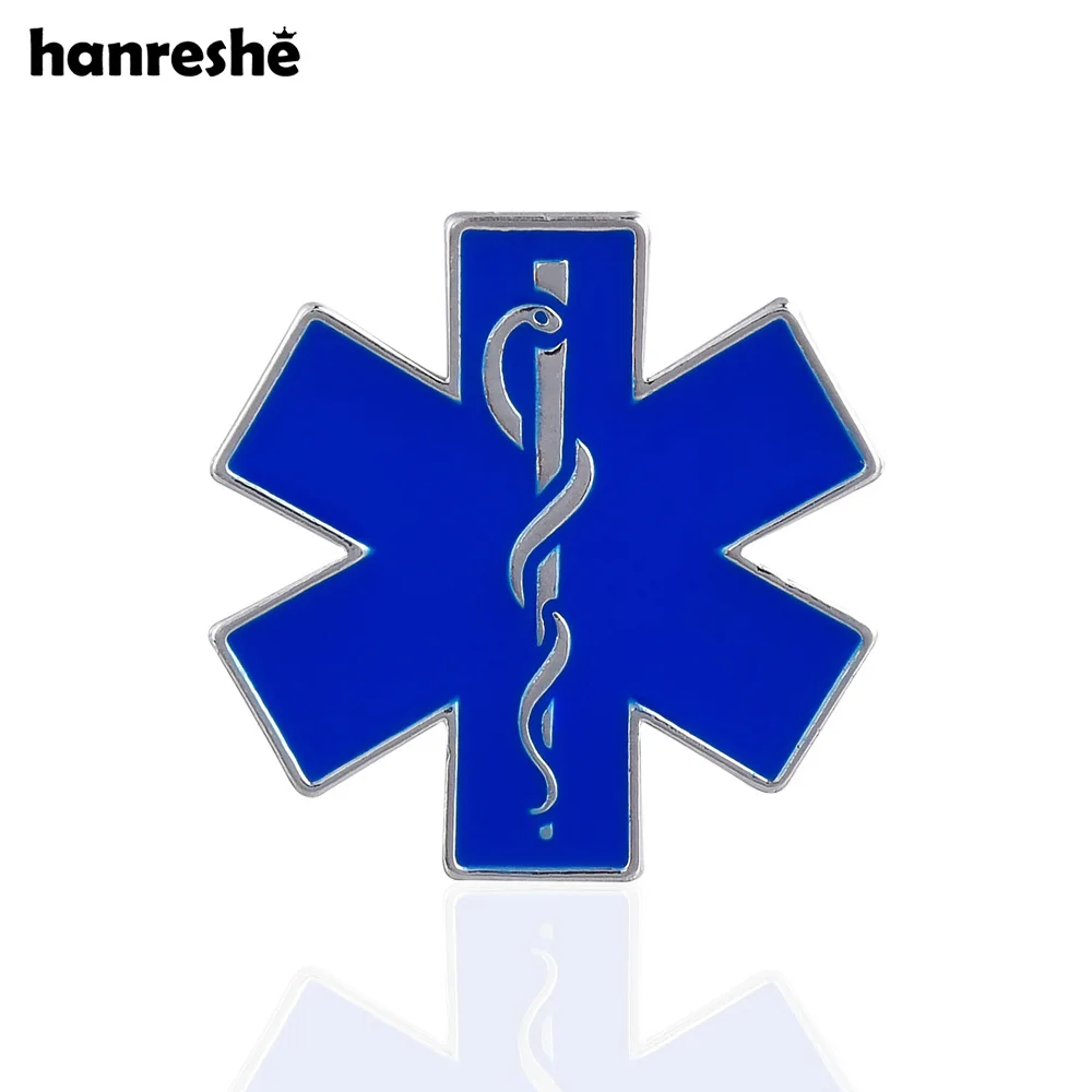 

Hanreshe Caduceus Snake Pattern Medical Brooch Blue Plated Enamel Lapel Backpack Badge Pins Jewelry Gift for Doctors Nurses