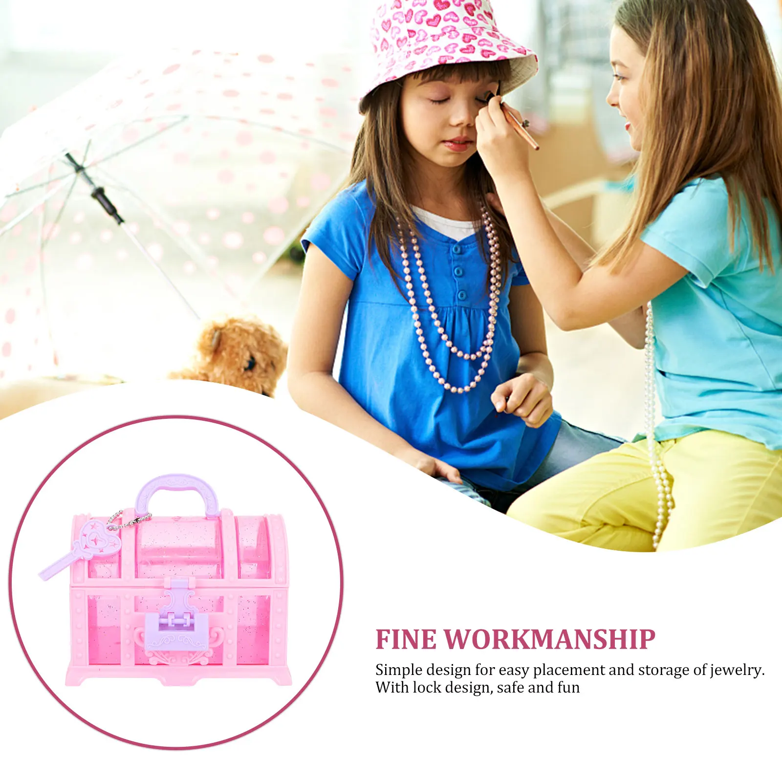 

Children Makeup Jewelry Box Kids Jewelry ganizer Kids Treasure Chest Toy Princess Trinket Storage Boxes Plastic Durable