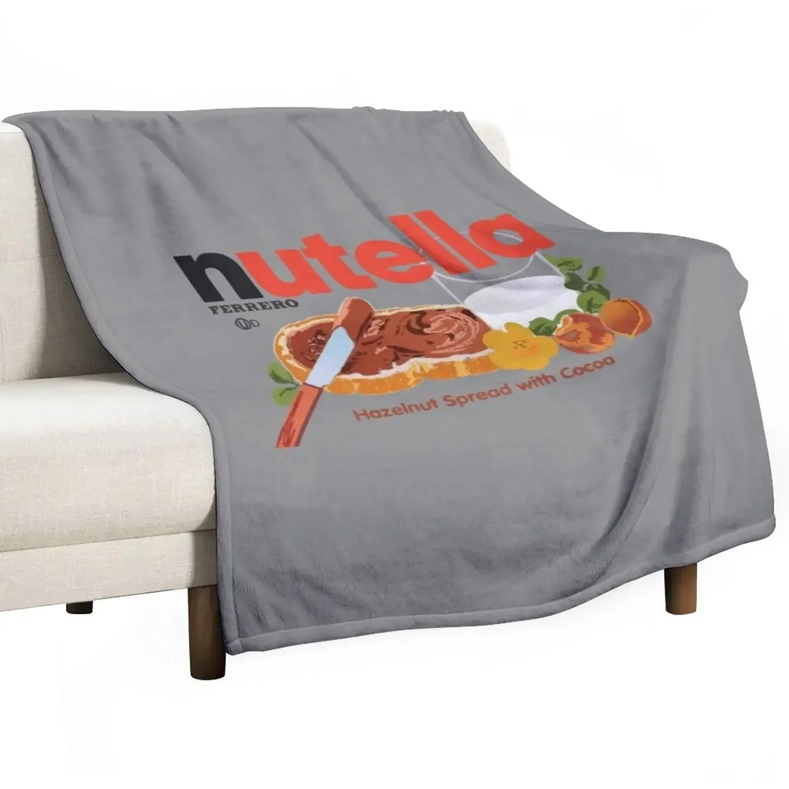 Manta decorativa con diseño icónico de Nutella, con diseño de crema de cacao y avellanas, suave y cómoda para el hogar, para todo el año