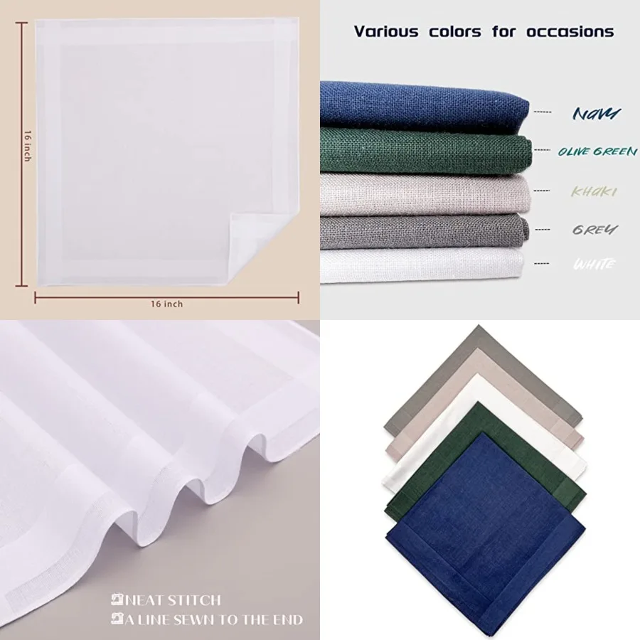 

Men's Cotton Handkerchiefs, Assorted Solid Color Pocket Square Hankies with Stripe, Assorted 1