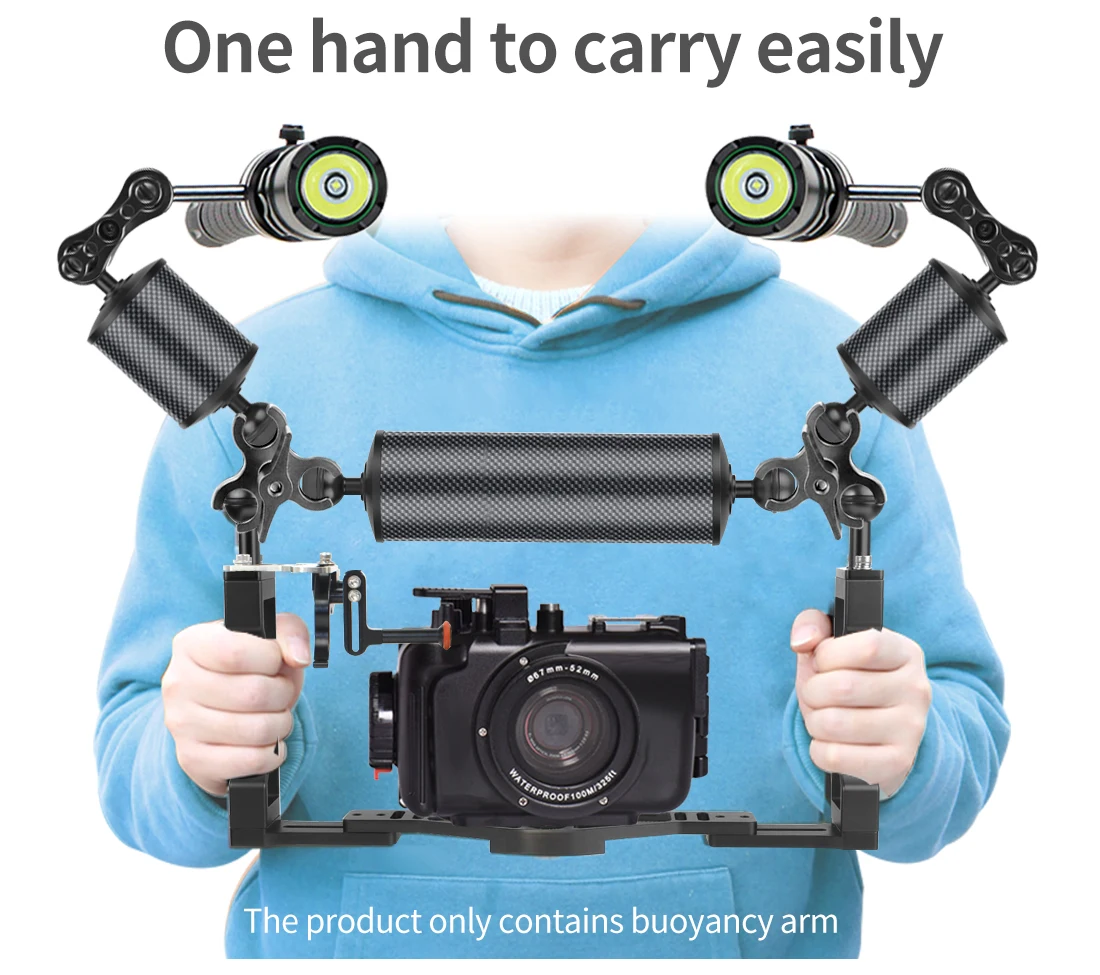 Verbesserter Tauch-Auftriebsarm, Dual-Kugelkopf, D60 mm, schwimmender Arm, Tauchtablett-Verlängerungshalterung für Gopro 11 Insta360 X3 SLR-Kamera – Detail 2