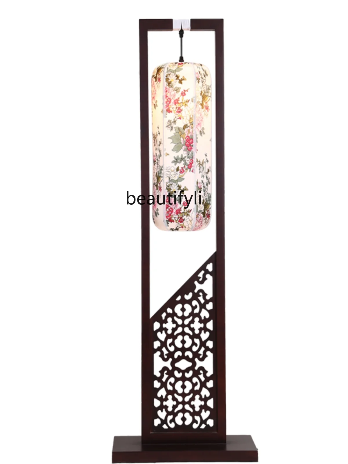 Chinese Floor Lamp Solid Wood Bedroom New Classical Lamp Antique Bedside Vertical Table Lamp Remote Control Dimming