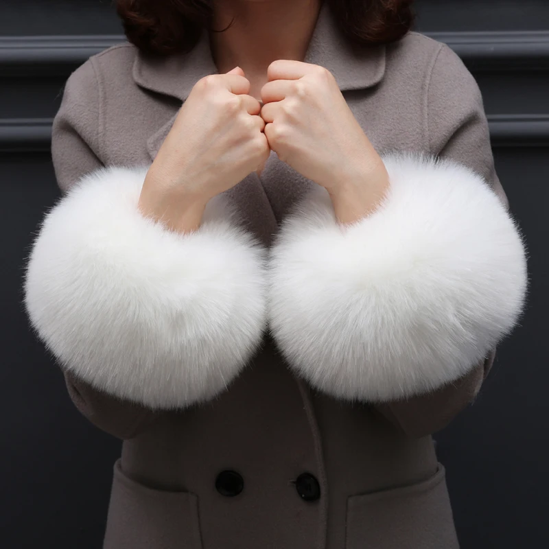

Faux Fur Fur 1 Pairs Fashion Cuff Winter Arm Cuffs Women's Autumn Wrist Gloves Sleeve Cuff Cover Faux Fox Fur Oversleeve