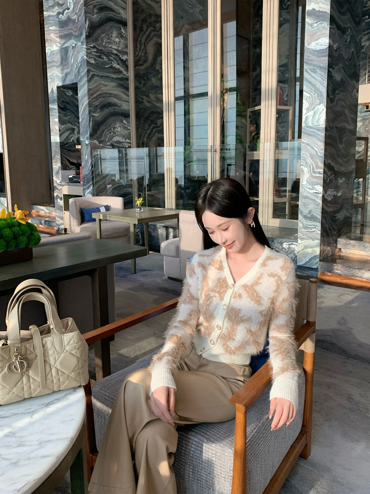 

Women's V-ne Knitted Wool Sweater Long Sve Open Cardigan Spring 2026 Faion Casual Sle Slim Fit Nylon Blend