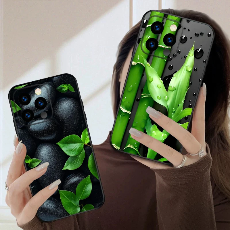 

Rainy green trees For iPhone 16 E 15 P ro 14 13 Plus 12 mini 11 Pro Max XR Xs M ax X 7 8 6 6S 2022 16E silicone soft phone case