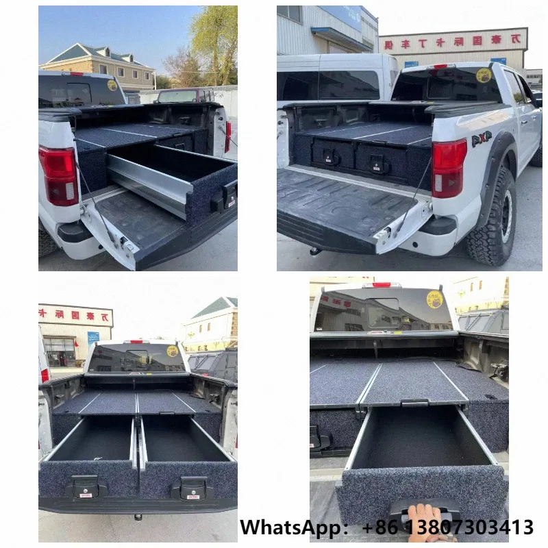 Heavy Duty Aluminum Truck Bed Slide Tray Cargo Drawer System Retractable Waterproof Full Size Pickup Truck Bed Organizer 300kg L