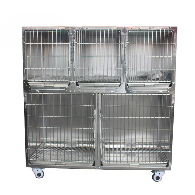 High Quality Factory Supply Professional Veterinary 5 Doors Stainless Steel Dog cage For Pet veterinary Modular Cage