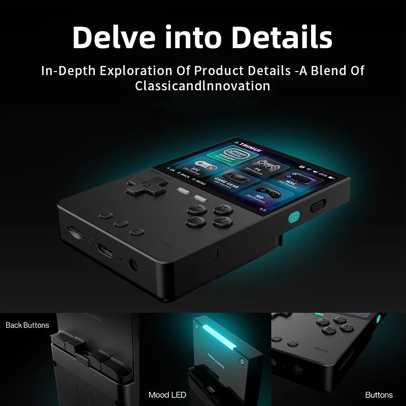 TRIMUI BRICK ريترو وحدة تحكم بجهاز لعب محمول 3.2 بوصة صغيرة محمولة لعبة فيديو لاعب PS محاكي مجاني L1 R1 L2 R2 زر