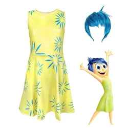 Inside Out Joy Cosplay Costume Princess Dress For Kids Girls ​Halloween Carnival Birthday Happiness Dress Up Costume