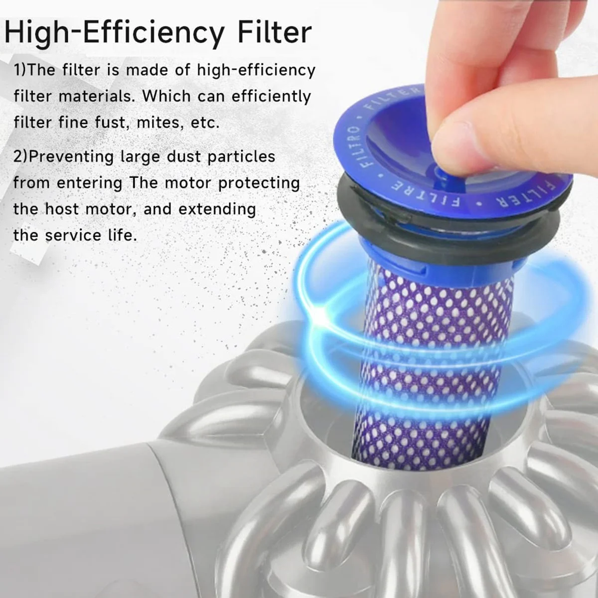 Adaptador de bateria recarregável V8 e pré-filtro para aspirador Dyson V8 Animal, 21.6V, absoluto