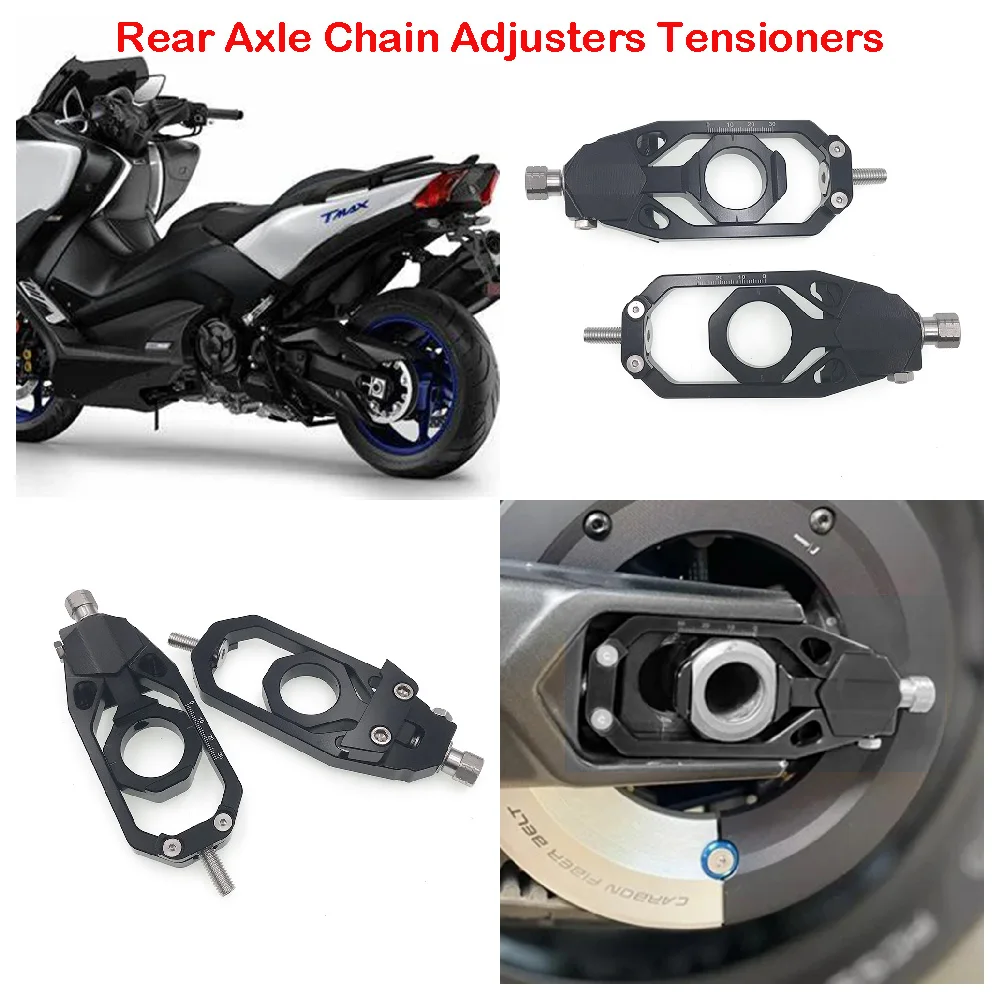 

Fit for Yamaha TMAX 560 T-MAX 530 SX DX ABS TMAX560 XP560 XP530 2017-2024 Motorcycle Rear Axle Chain Tensioners Adjusters Blocks