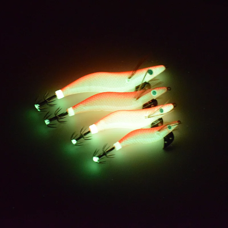 1 Stück Leuchtender Holz-Garnelenhaken Fluoreszierender Angelköder Nachgeahmter Raketen-Tintenfisch Verstärkter Haken Angelzubehör – Detail 13