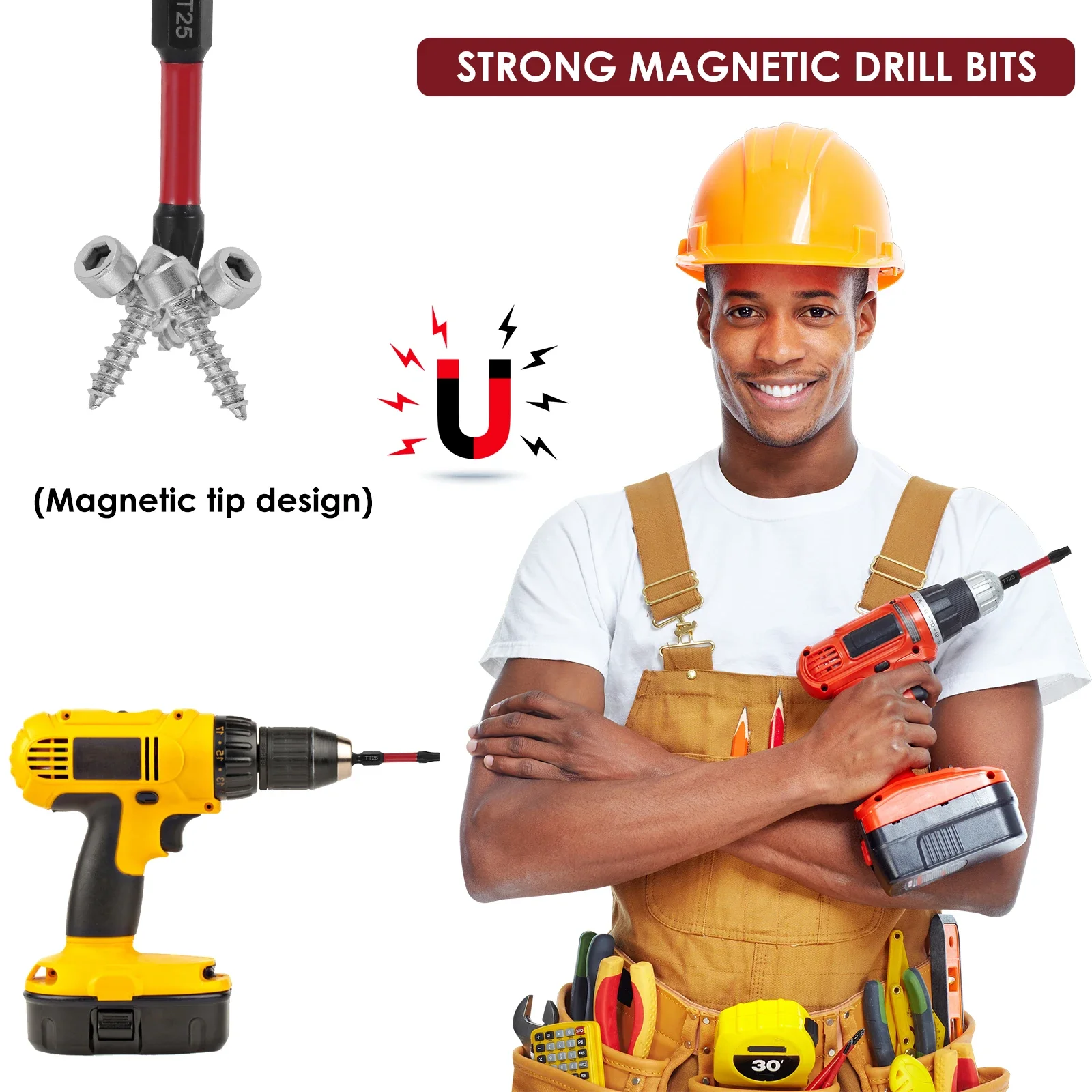 30Pcs Set 25/50/100mm Magnetic Hex Screwdriver Bit Solid Magnetic Head Bits Versatile Alloy Steel Square Bit for Home Repairing