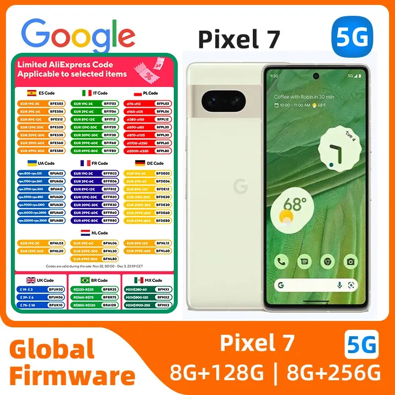 Google Pixel7 5G 6.3Inch OLED 90Hz Screen Google Tensor 30W Super Charge 4700mAh Battery OTG used phone