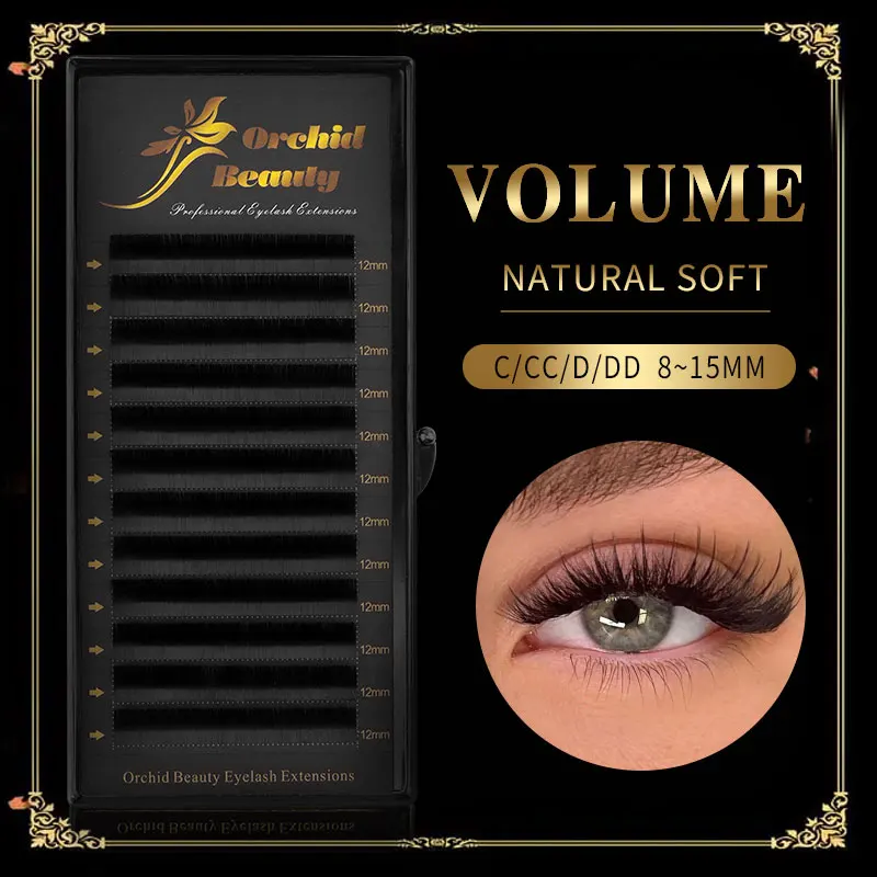 Orchid Beauty Mix 8-15mm C CC D DD False Eyelash Extension Matte Black Volume Eyelashes Korean Pbt Silk Individual Lashes