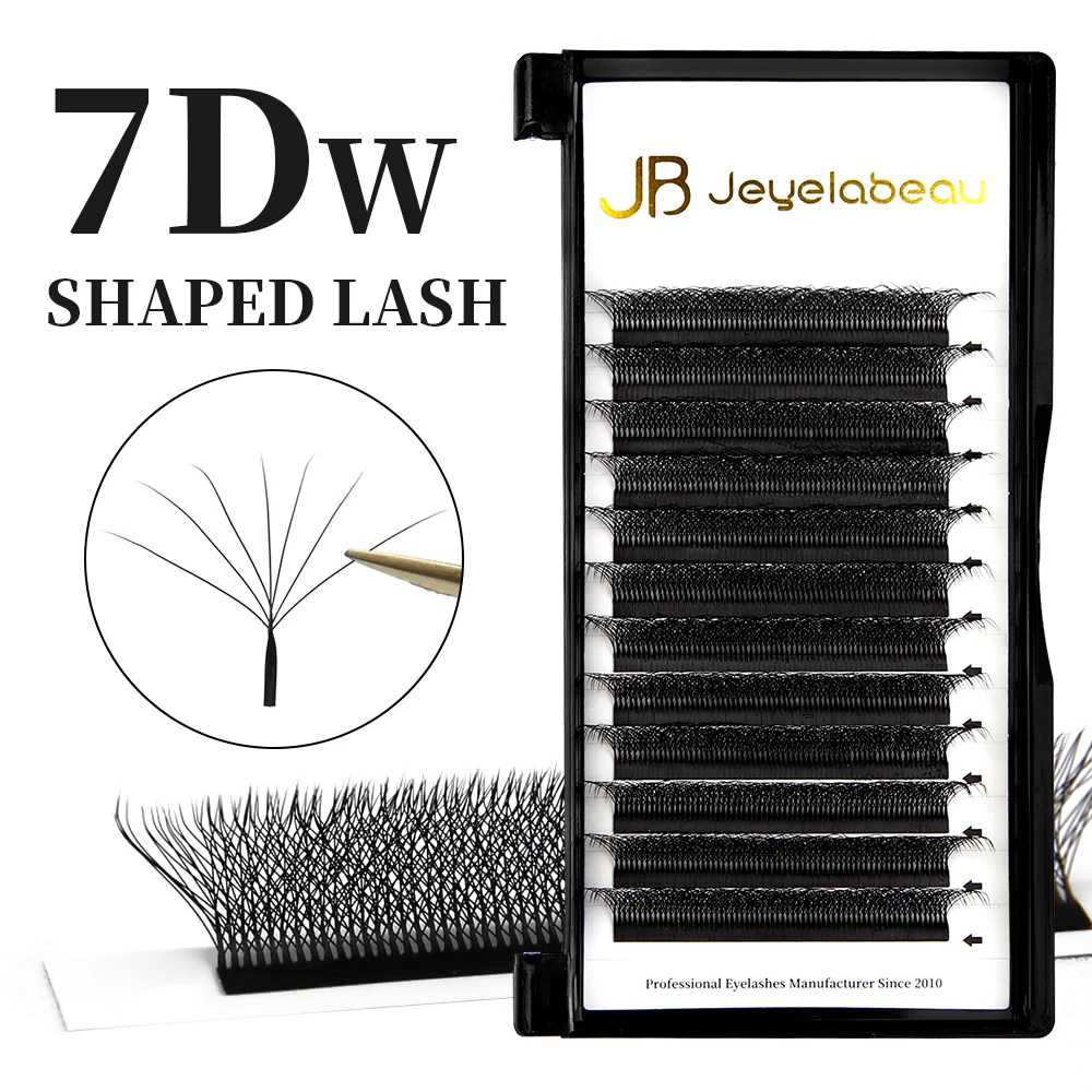 JB Jeyelabeau Real 7DW Auto Bloom Fake Mink Cilios Premade Fans W Shape Faux Lashes hand-woven Eyelashes Extensions Dense Cilia