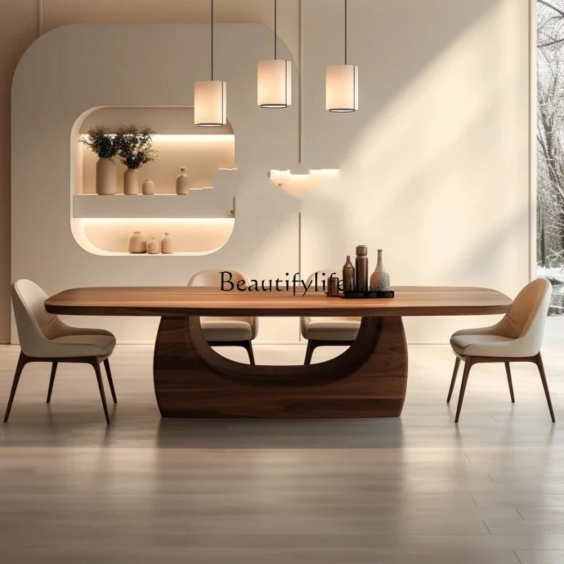 X4 Dining table designer is surprised at the minimalist style log style solid wood six-person long table